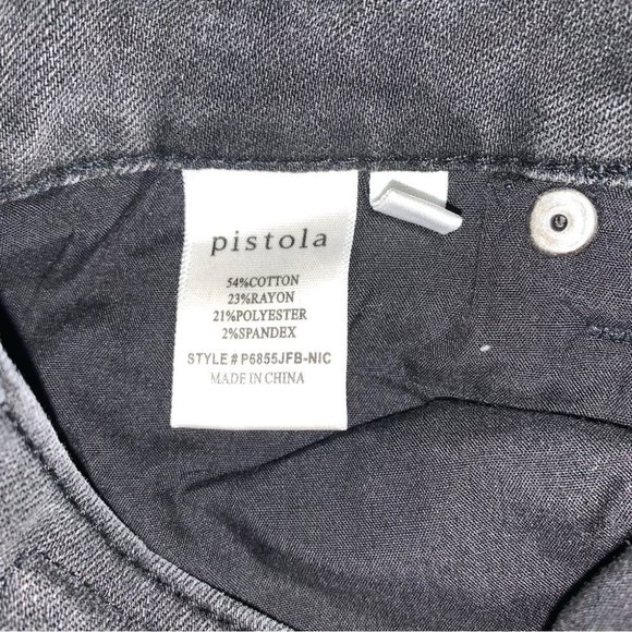 Pistola Jeans Size 28 Black Wash Faded Premium Denim Ankle Zip Skinny Mid-Rise - Picture 9 of 9